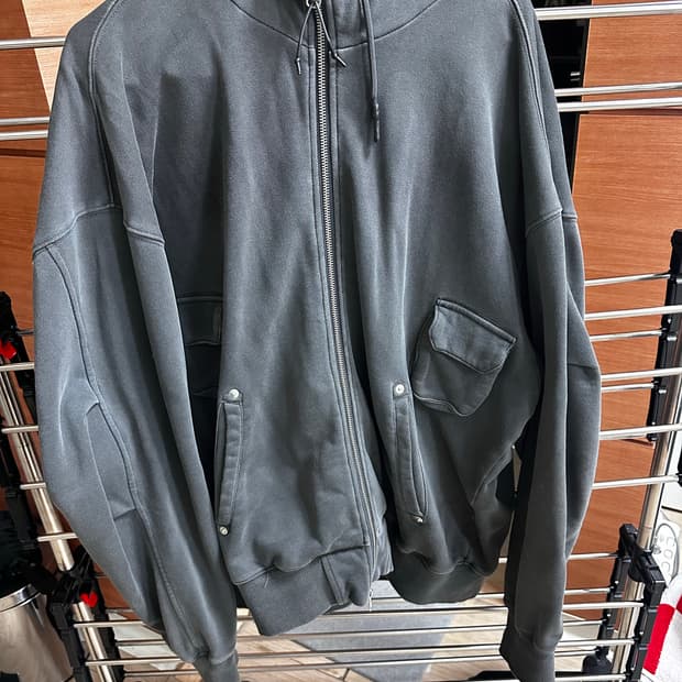 UNAFFETED 워시드 2WAY 후드집업 차콜 그레이