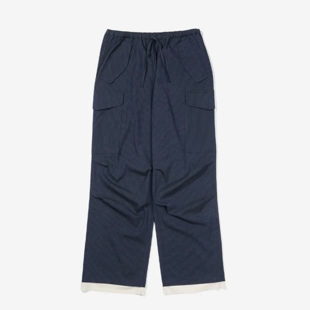 (W) PETER LAYERED STRIPE SLACKS - NAVY