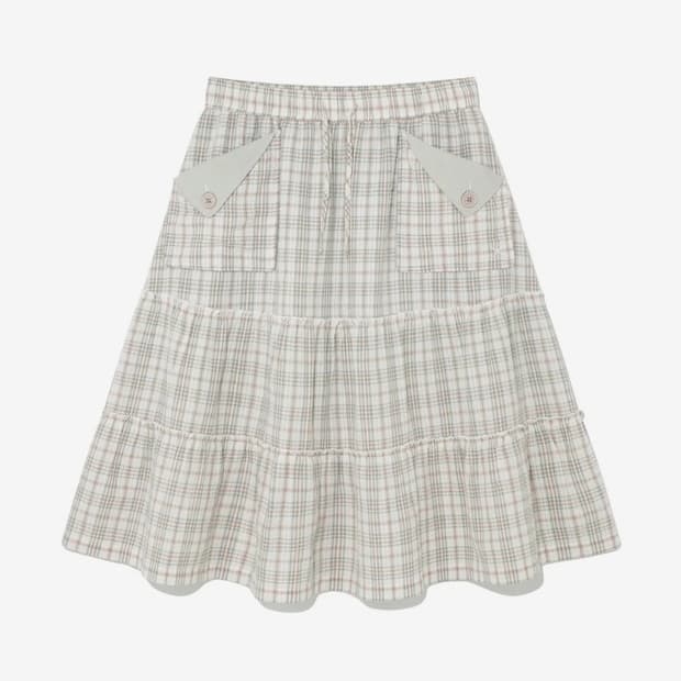 TCM frill pocket check skirt (green)
