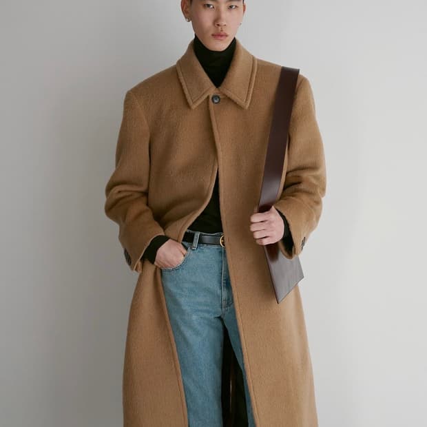 렉토 FW 라마 울 블렌드 발마칸 코트 오커