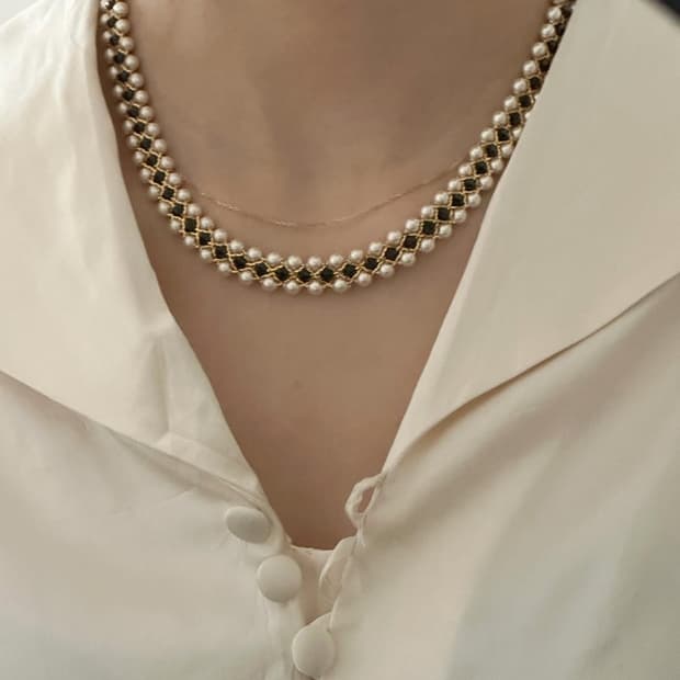 빈티지 ) balmain 발망 진주 비즈 목걸이