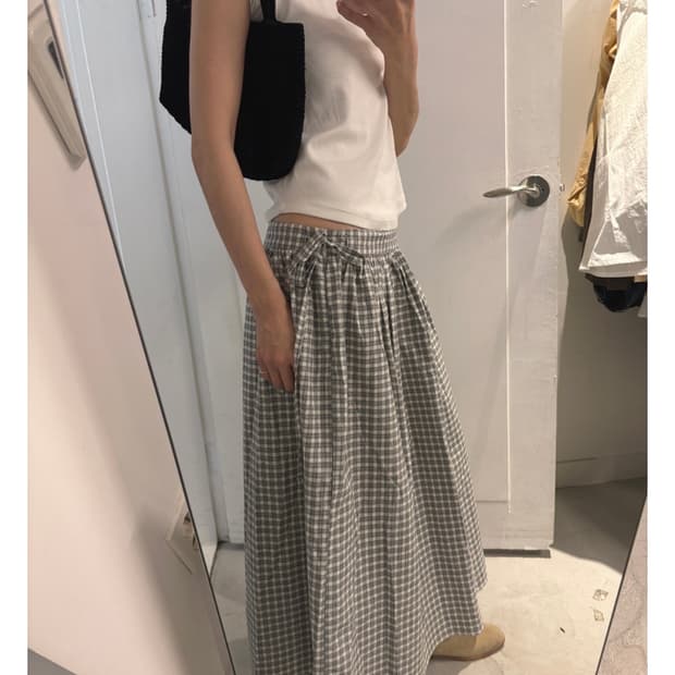메이비베이비 체크 롱스커트