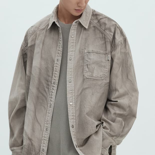 준지 25fw 페인티드 데님 셔츠 베이지 (초판)