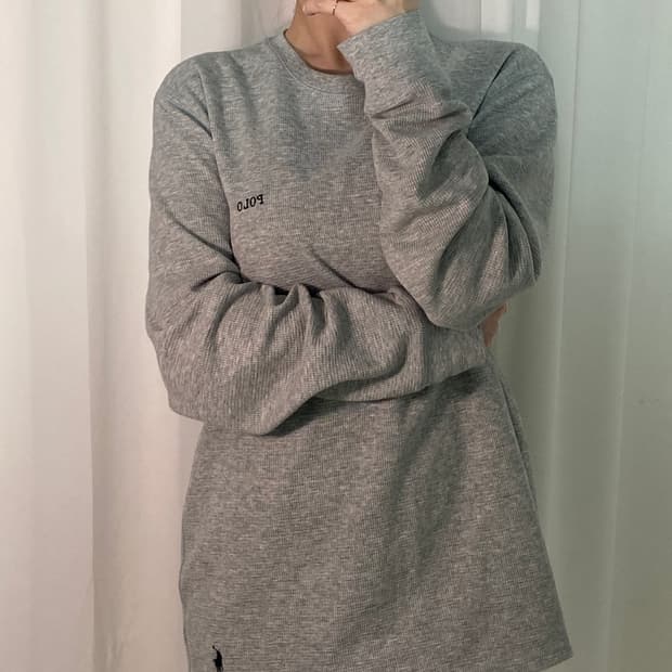 폴로 그레이 와플 니트