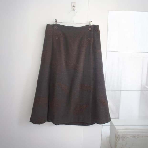 issey miyake leaf pattern wool skirt