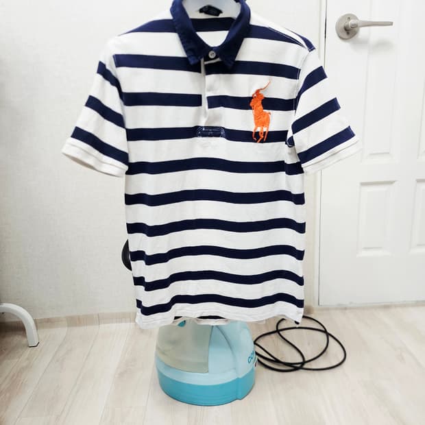 (85~90)랄프로렌폴로 빅포니 스트라이프 [화이트네이비] PK폴로반팔티