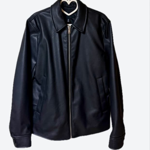 h&m 남성 싱글 비건 레더 자켓 블랙 m사이즈