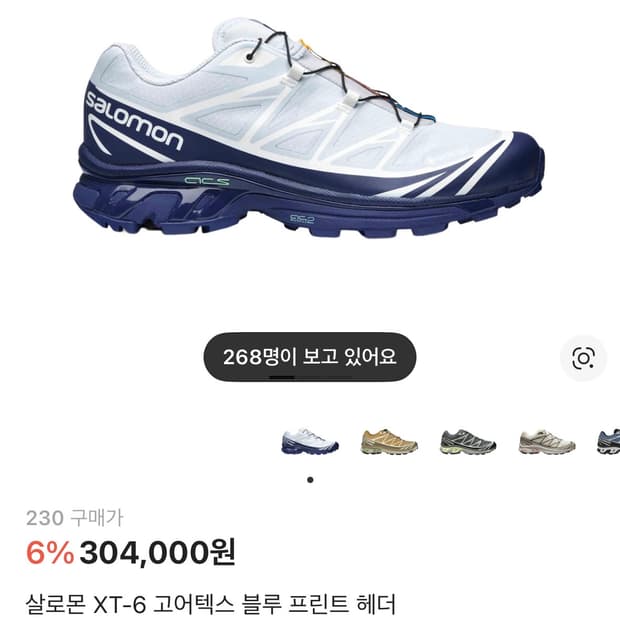 살로몬 XT-6 고어텍스 블루 프린트 헤더