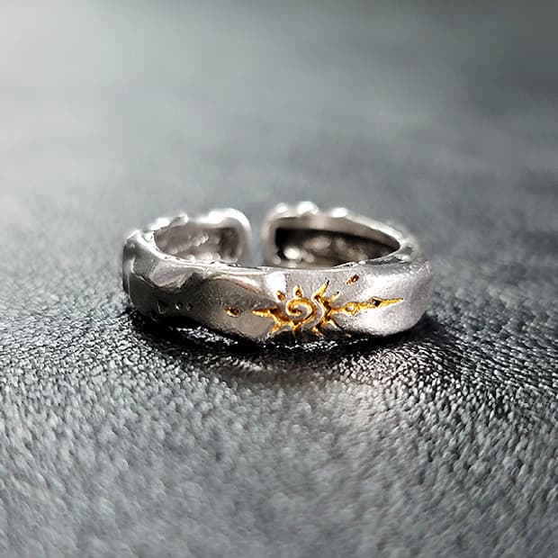 Orien 백동 남자 엔틱 빈티지 명품 고대 태양 반지