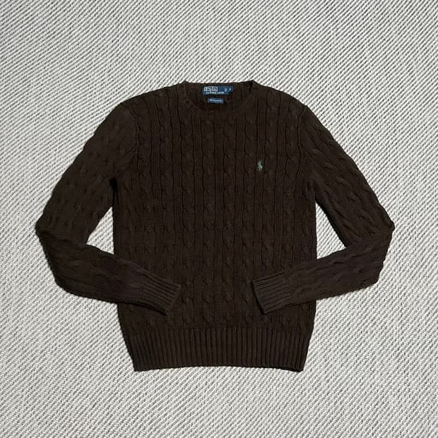 [M] Polo 폴로 랄프로렌 브라운 케이블 라운드 니트