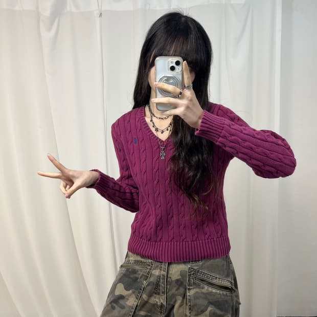 Polo Burgundy Cable Knit