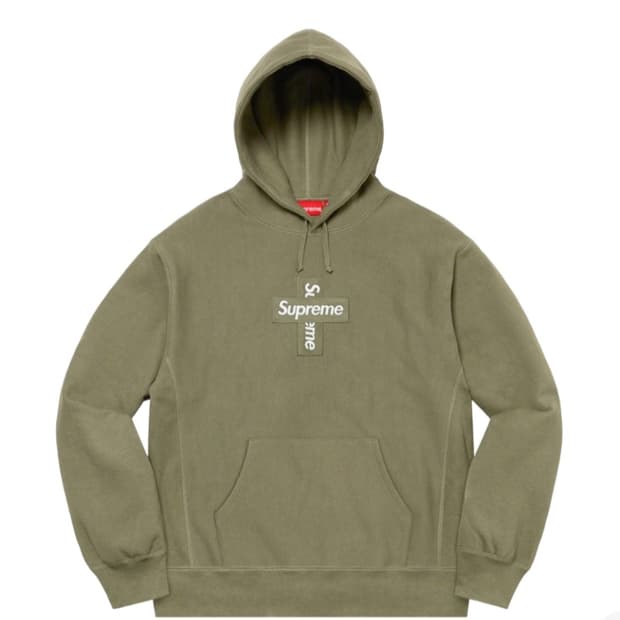 20fw 슈프림 크로스 박스로고 후드 올리브[XL]
