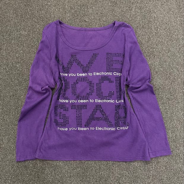 M)Every time y2k 펑크 비즈 디테일 퍼플 롱슬리브