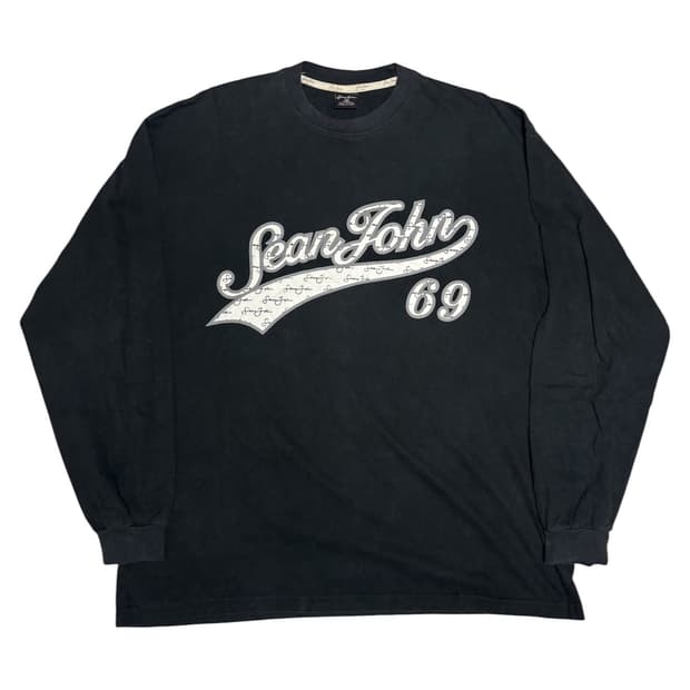 션존 Sean John 레터링 로고 롱슬리브 2XL