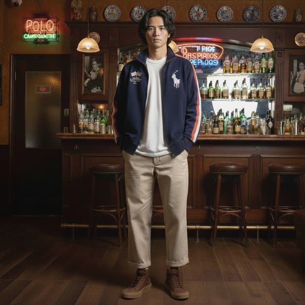 폴로 빅포니 성조기 집업 네이비 L사이즈