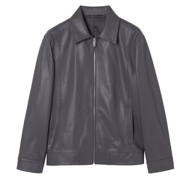티엔지티 TNGT 그레이 레귤러핏 이태리 램스킨 레더 자켓