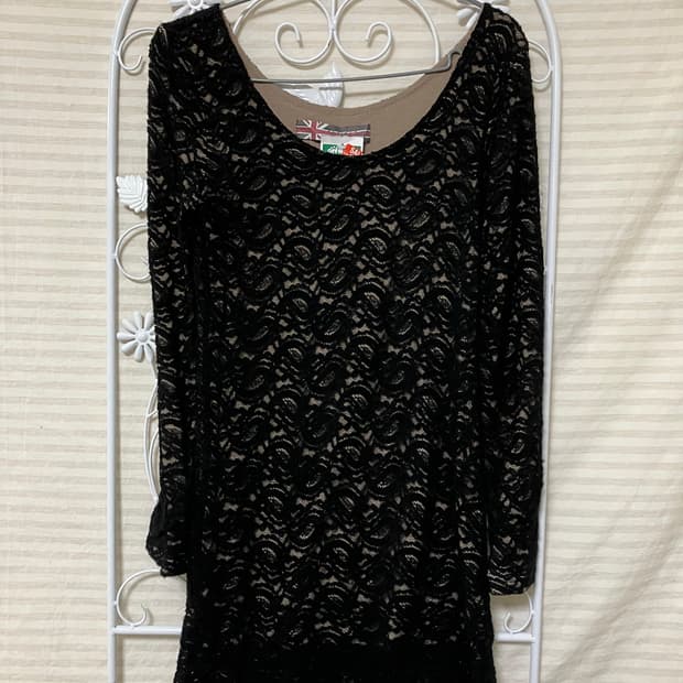 블랙 시스루 레이스 원피스 597 