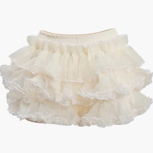 러프넥 튜튜 스커트 크림