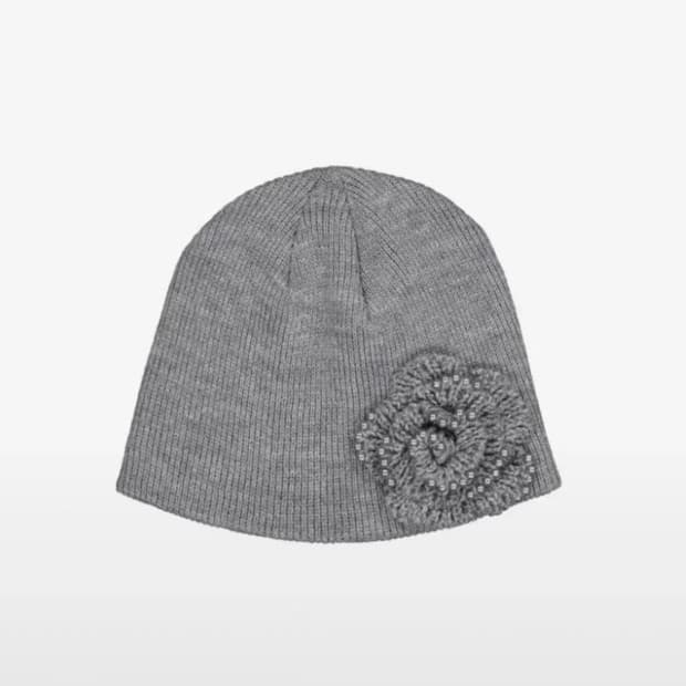 셋업이엑스이 비니 pearl corsage beanie 회색