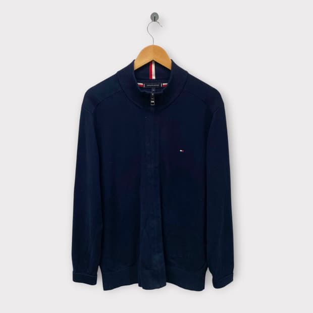  타미힐피거 네이비 집업 가디건  XL 