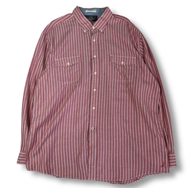 노티카 핑크 스트라이프 투포켓 긴팔 셔츠 2XL