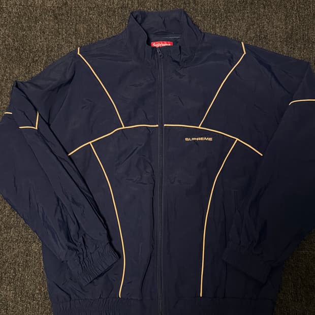[L] 슈프림 파이핑 트랙 자켓 네이비