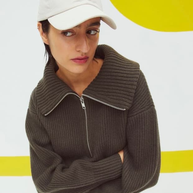 h&m 집업 니트 리브울 스웨터 하프집업