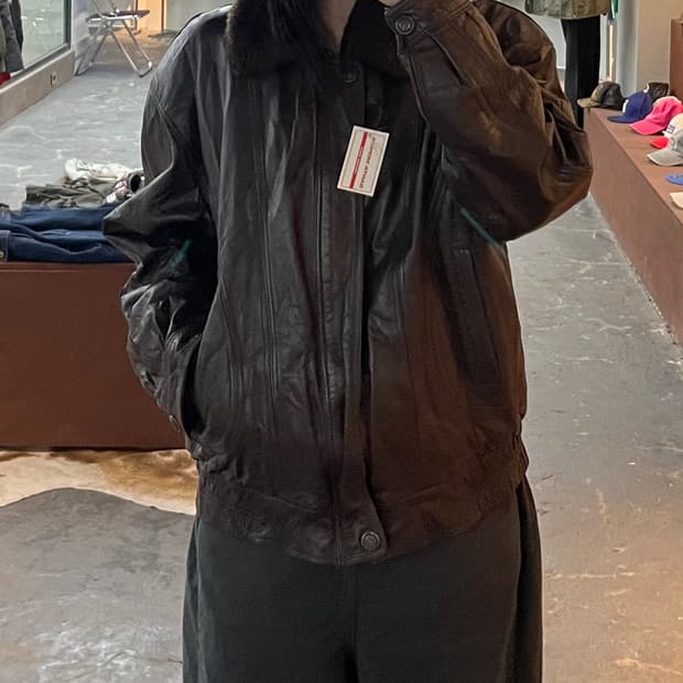 빈티지 카라 퍼 브라운 가죽 자켓 (털부착가능) H2052