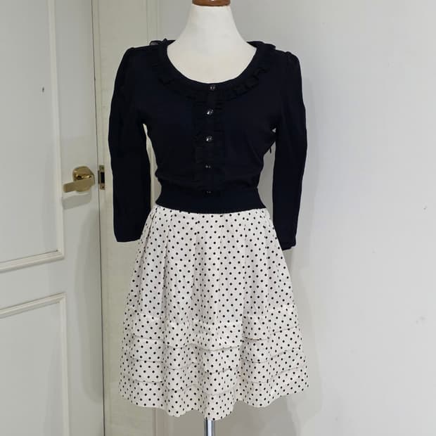 일본빈티지)블랙 고딕모리걸 로맨틱 로리타 레이스도트캉캉 일체형원피스