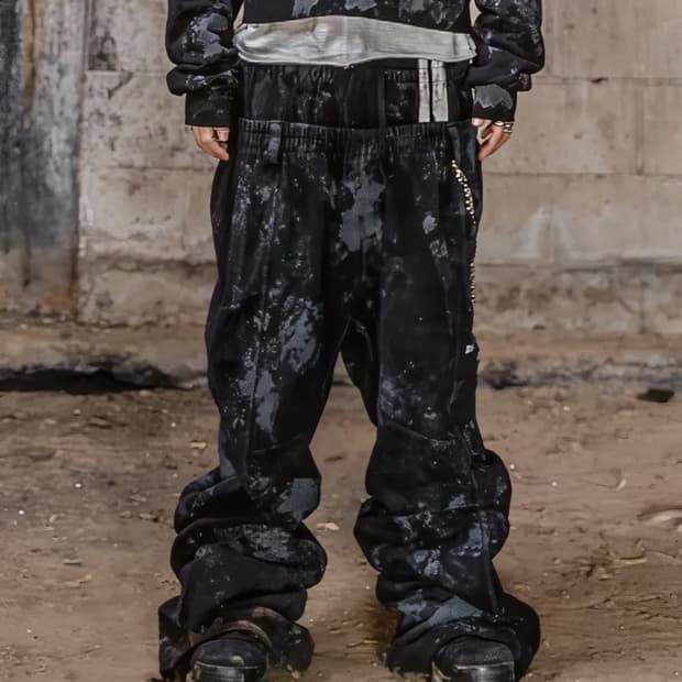 로어링라드 더티 더블 웨이스트 스웻 팬츠 블랙 M size