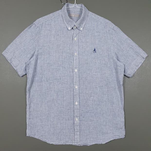 105 (XL) 빈폴 신형 20ss 화이트 린넨 미니 윈도우 체크 셔츠