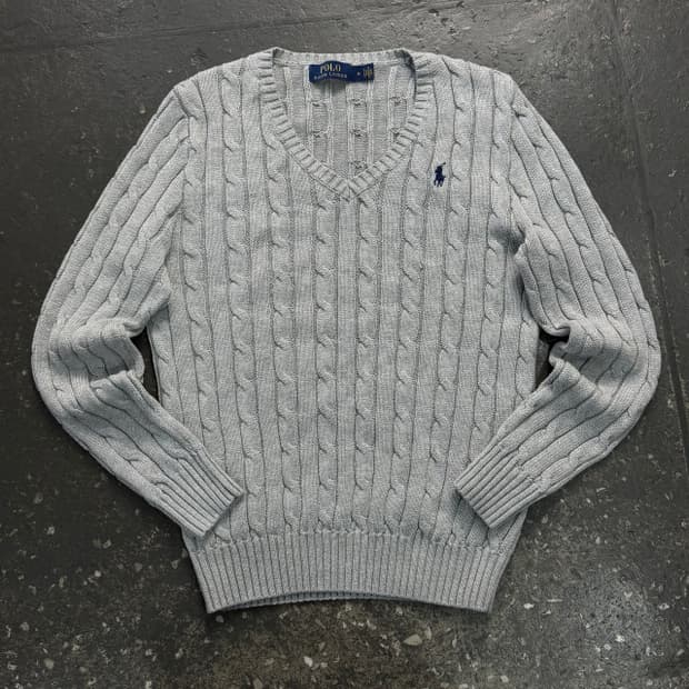 95 폴로 브이넥 꽈배기 니트 