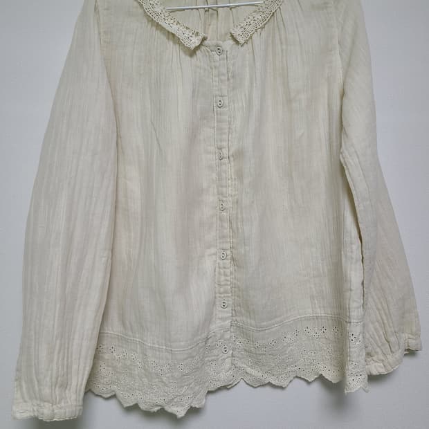 빈티지 면 레이스 셔츠