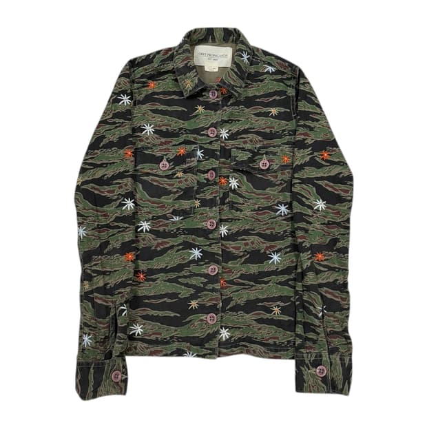 OBAY 오베이 카모 플라워 딱붙핏 셔츠 남방 2XS 
