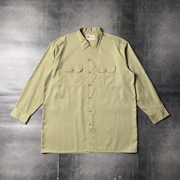 DICKIES 디키즈 빈티지 베이지 플랩포켓 워크 셔츠 A00999