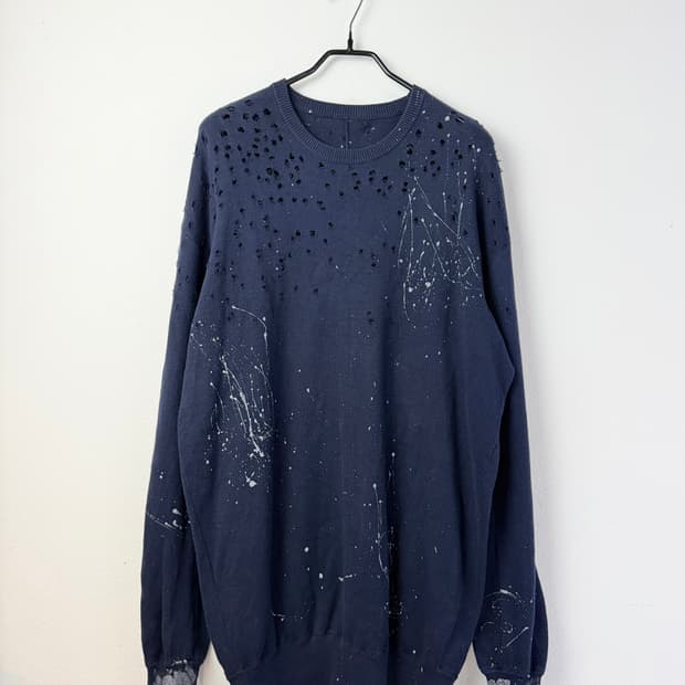 빈티지 페인티드&디스트레스드 코튼 니트