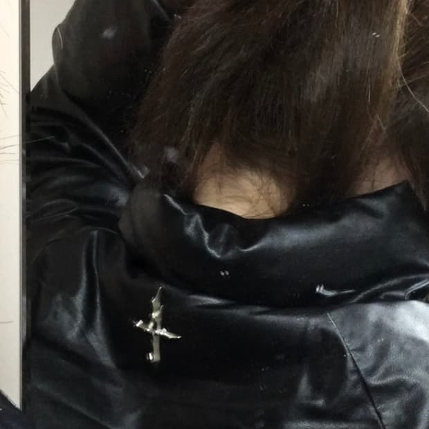 낫포너드 레더패딩 가죽패딩 가죽자켓 L