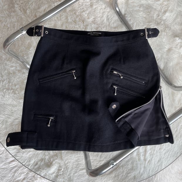 2007 준야 와타나베 울 캐시미어 블렌드 멀티 지퍼 디테일 미니 스커트