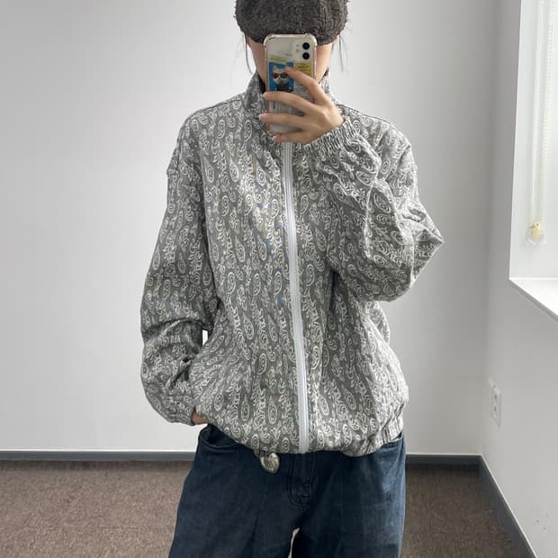 Nomanual 노메뉴얼 그레이 패턴 집업 자켓