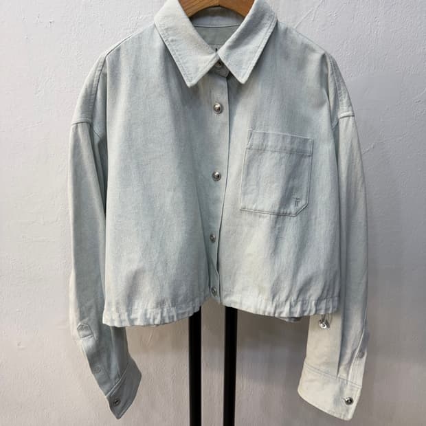 정품) TIME 타임 24ss 오버 크롭 연청 데님 자켓 82 F