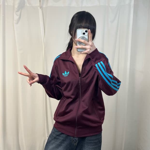 Adidas burgundy Firebird jersey