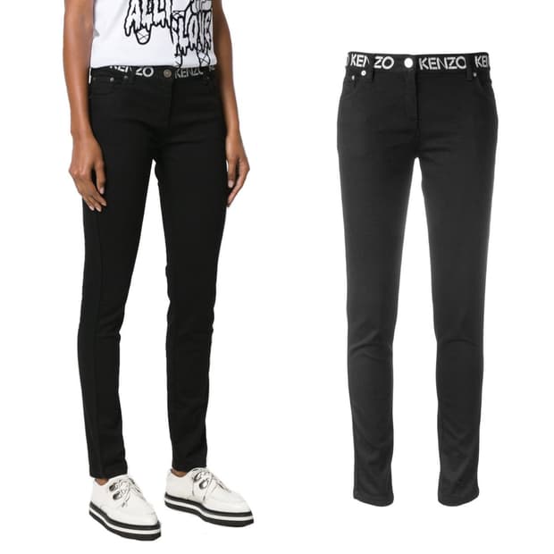 겐조 로고 스키니 블랙 데님 진