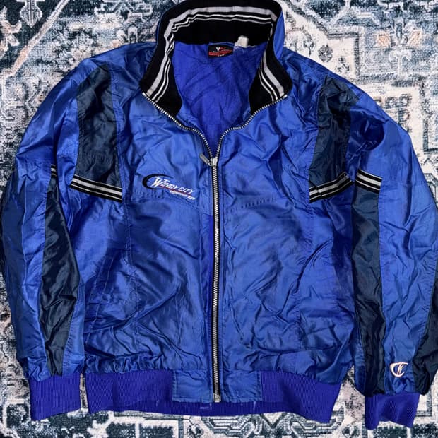 일본 빈티지 스포티 블루종 바람막이 점퍼