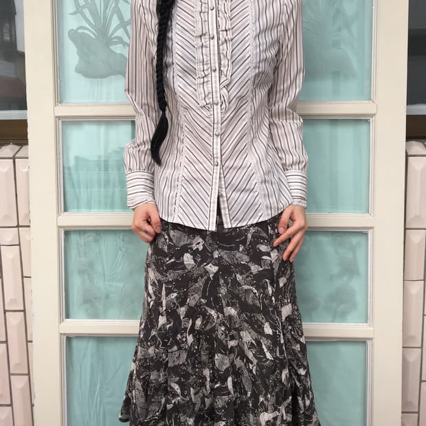 Axes femme stripe pattern high neck shir