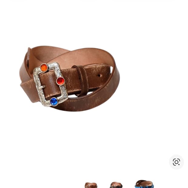 캐피탈 오일드 레더 스터드 디스코 버클 벨트 브라운