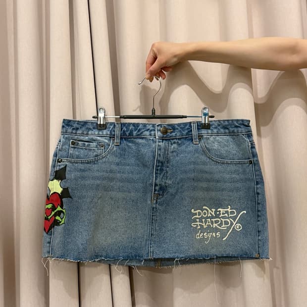 에드하디 ed hardy 데님 스커트 청치마