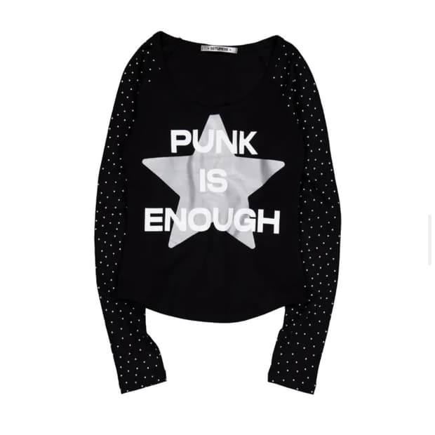 SETUPEXE STAR SLEEVE PUNK TOP [BLACK]