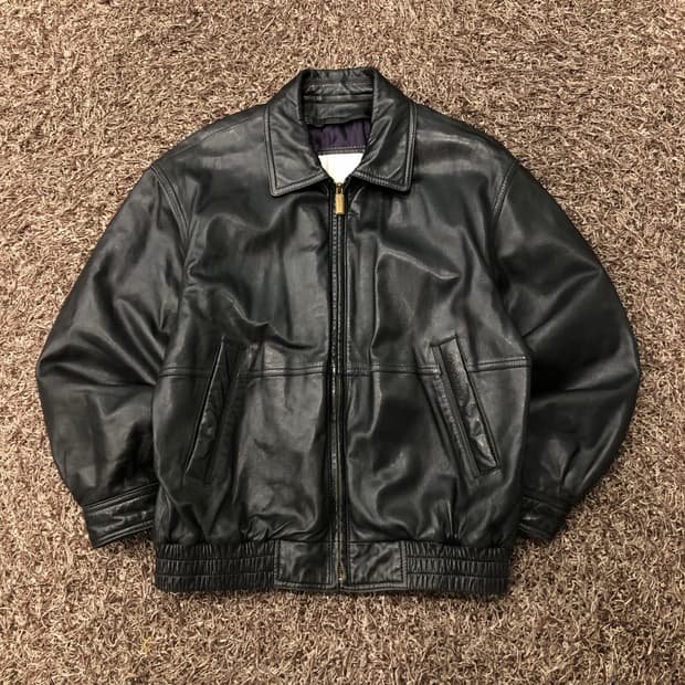 런던포그 양가죽 봄버 레더 가죽 자켓