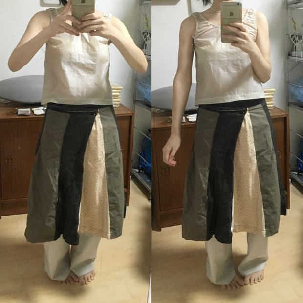 [직수입] 빈티지 미디 랩 스커트