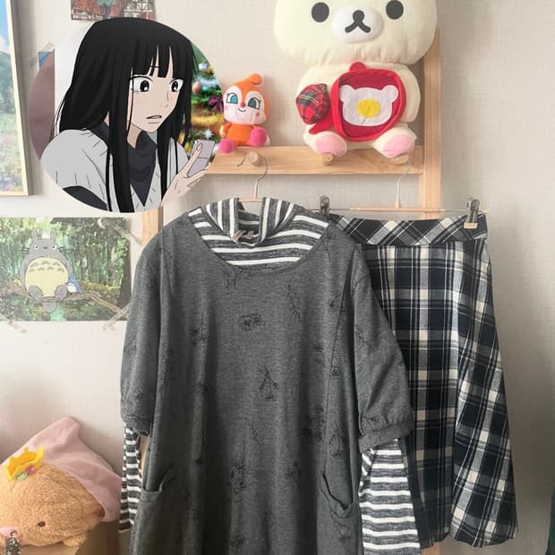 모리걸 빈티지 무채색 사와코 레이어드 set 🤍🩶